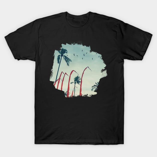 Coconut Palm Trees And Red Flags T-Shirt by DyrkWyst